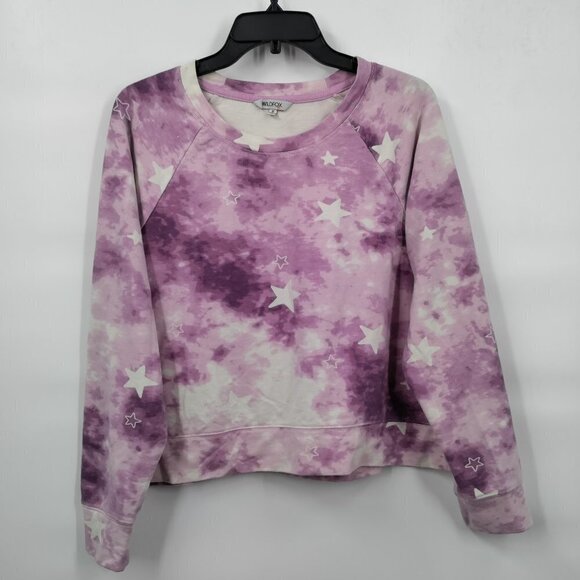 Wild Fox Tie Dye Star Crewneck Boxy Pullover Oversize Sweatshirt Medium Women - Picture 3 of 10